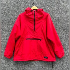 L.L. Bean Vintage 90s Anorak Windbreaker Jacket Women L Red 1/2 Zip Pullover